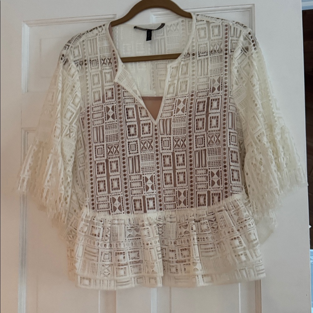 BCBGMaxAzria White Lace Top
